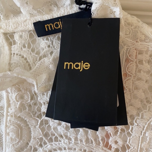 Maje White Women's Rilene Paisley Long Sleeve Guipure Lace Mini Dress, 36 - Picture 7 of 8